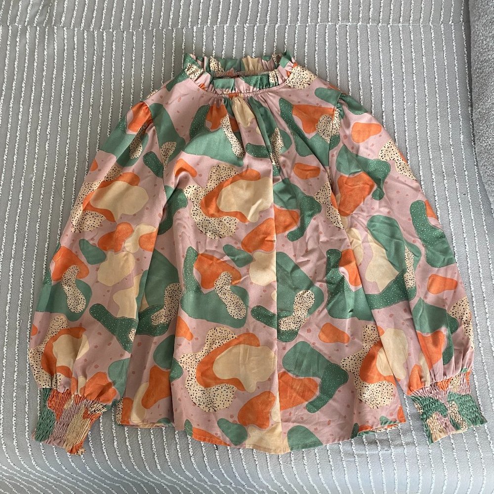 JODIFIL Mock Neck Blouse- Size Medium